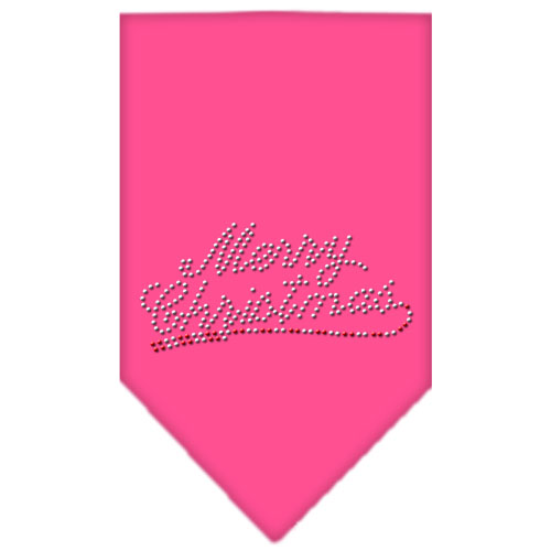Merry Christmas Rhinestone Bandana Bright Pink Small